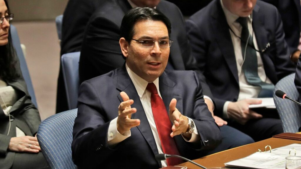 Israeli ambassador to the United Nations Danny Danon speaks during the Security Council meeting Pic: AP