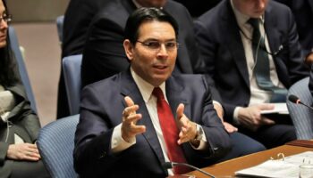 Israeli ambassador to the United Nations Danny Danon speaks during the Security Council meeting Pic: AP