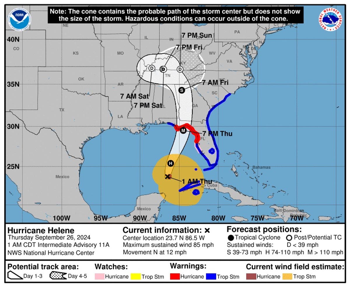 Mapped: Charting Hurricane Helene’s path as Florida braces for landfall