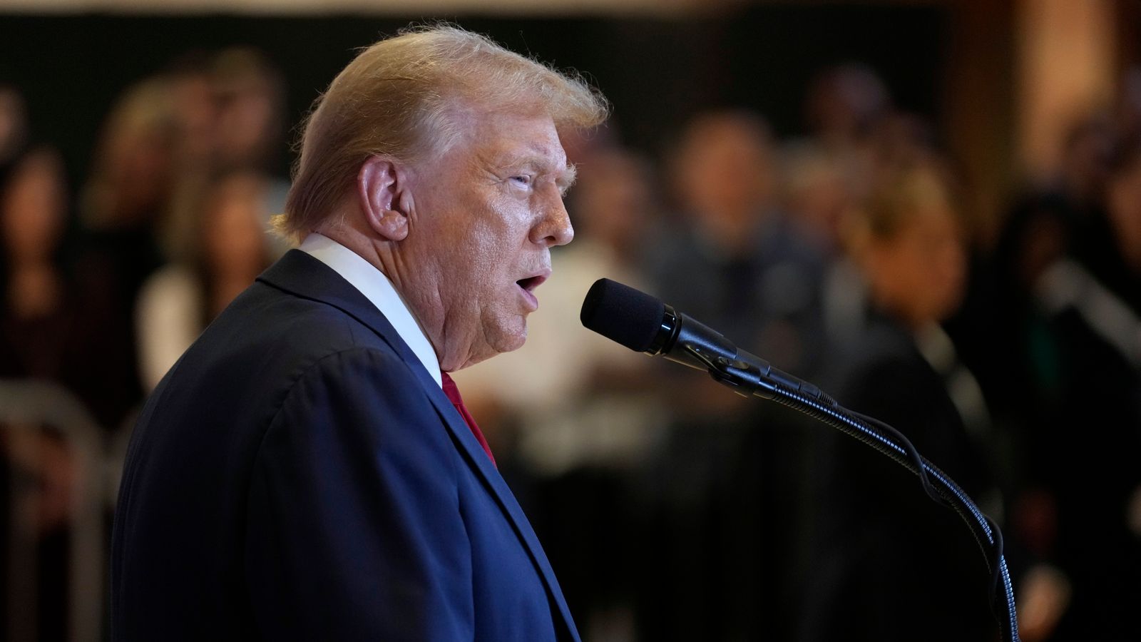 Republican presidential nominee former President Donald Trump speaks at Trump Tower in New York, Thursday, Sept. 26, 2024. Pic: AP