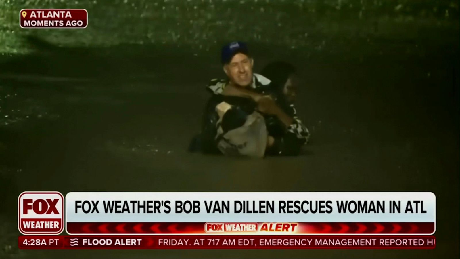 Weather reporter abandons live broadcast to rescue trapped woman