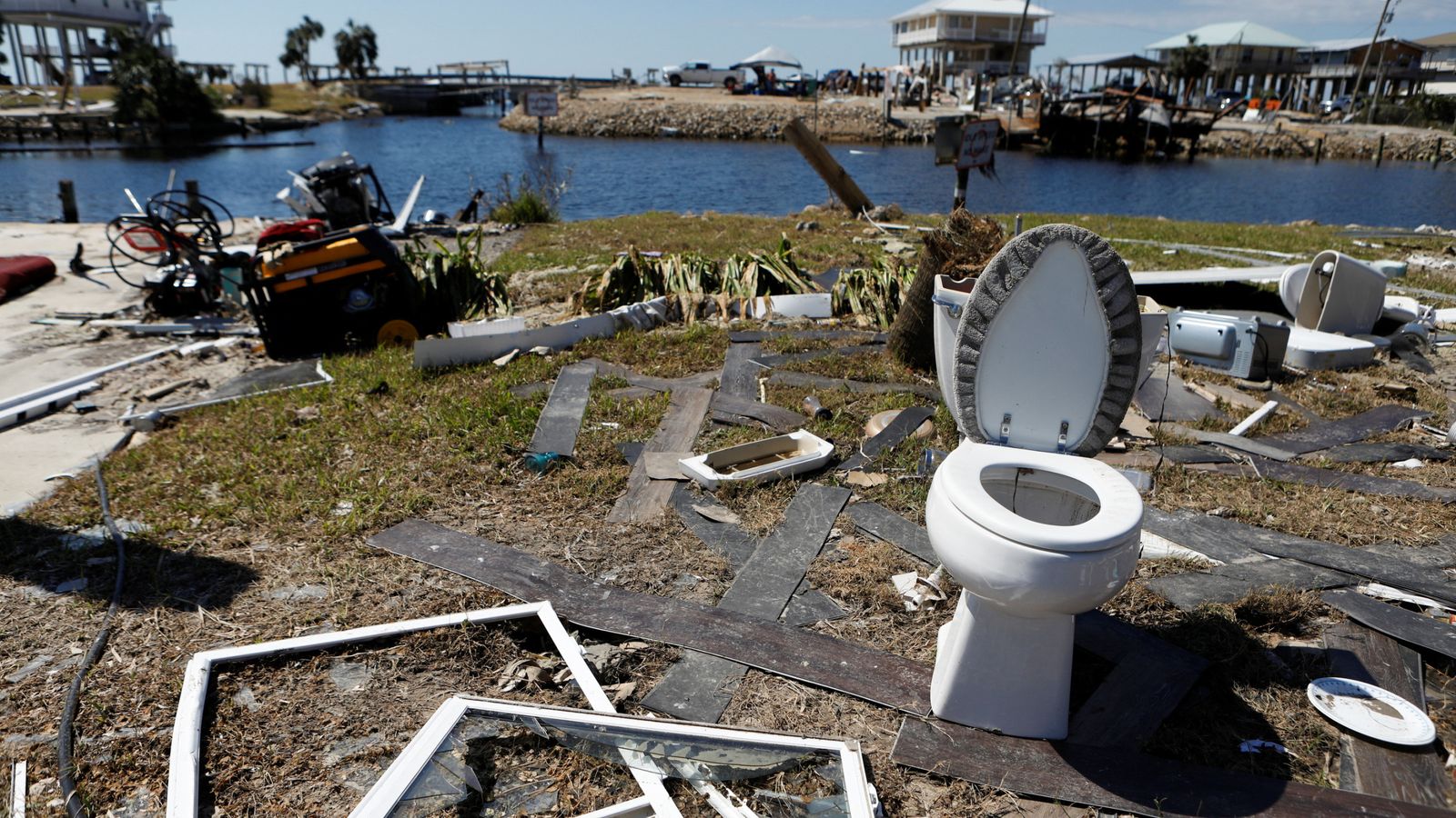 Debris lies where homes were destroyed after Hurricane Helene passed through the Florida panhandle, severely impacting the community in Keaton Beach, Florida, U.S., September 29, 2024. REUTERS/Octavio Jones