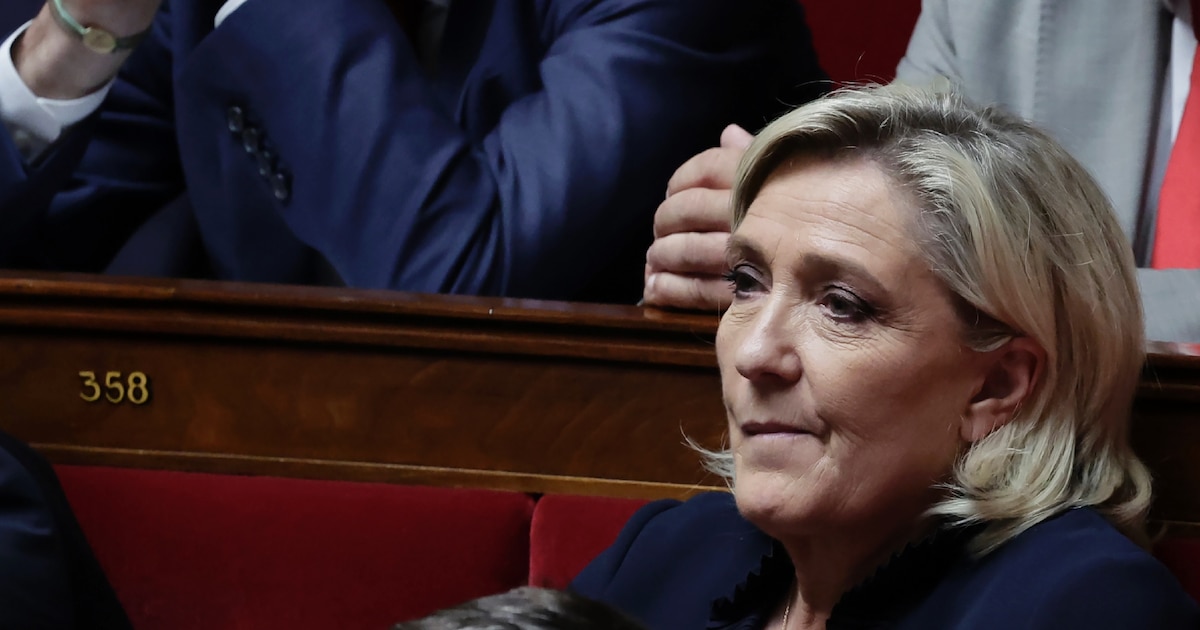 La députée Marine Le Pen (Rassemblement national) dans l'hémicycle de l'Assemblée, le 18 juillet 2024 à Paris