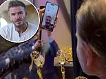 David Beckham accepts an Emmy award for his Netflix docuseries over video call as producers excitedly ring him from the ceremony in LA