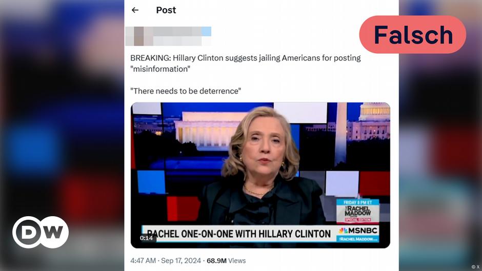 Faktencheck: Fordert Clinton Haft fürs Teilen von Fakenews?