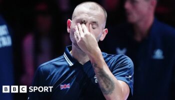 Dan Evans reacts after his loss to Denis Shapovalov