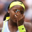 Coco Gauff looks dejected during her fourth-round US Open defeat against Emma Navarro