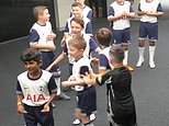 Moment Arsenal mascot shoves and taunts Tottenham counterparts ahead of north London derby as Piers Morgan jokes: 'Even our mascots are harder!'