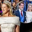 Princess Theodora of Greece is elegant in a bespoke Celia Kritharioti wedding dress as she's 'given away' by her brother Crown Prince Pavlos