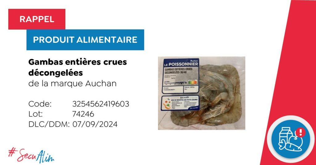 Rappel de produit : Auchan retire des gambas crues décongelées