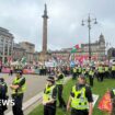 Scuffles as thousands attend rival demonstrations in Glasgow.