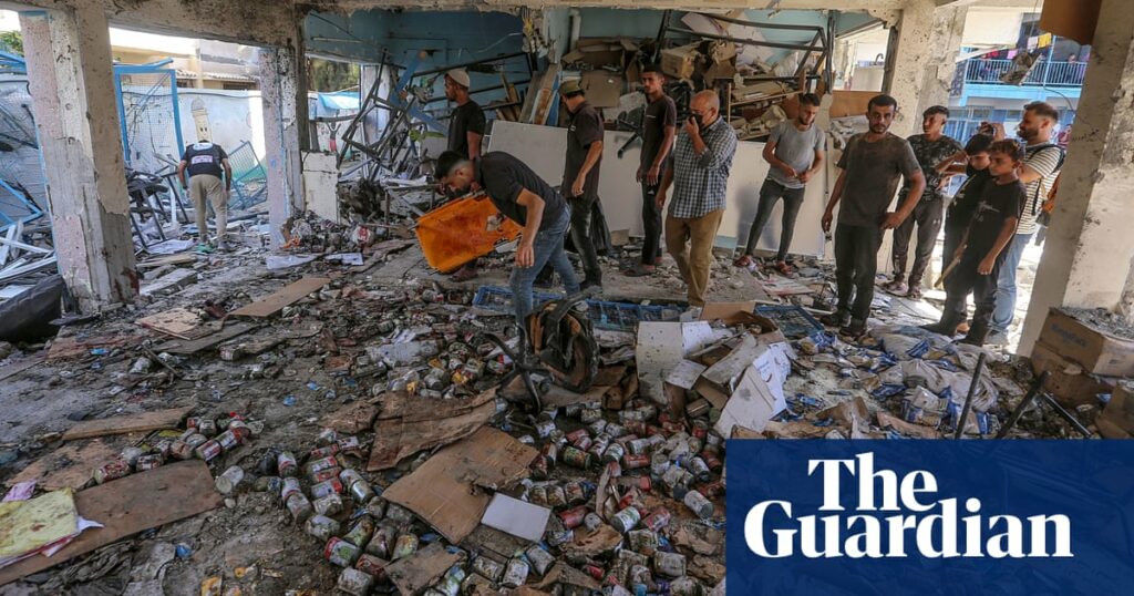 Six Unrwa workers among estimated 14 killed in Israeli strike on Gaza school sheltering displaced