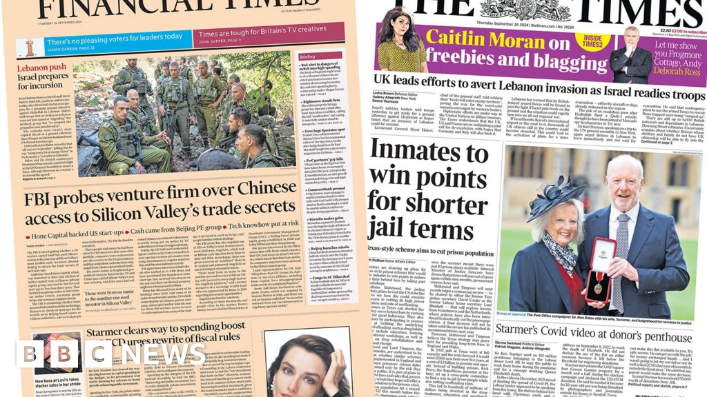 The Papers: Israel prepares for Lebanon 'push' and Starmer's penthouse stay