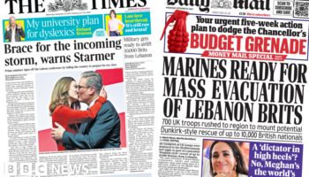 The Papers: PM braces for 'storm' and Britons told leave Lebanon