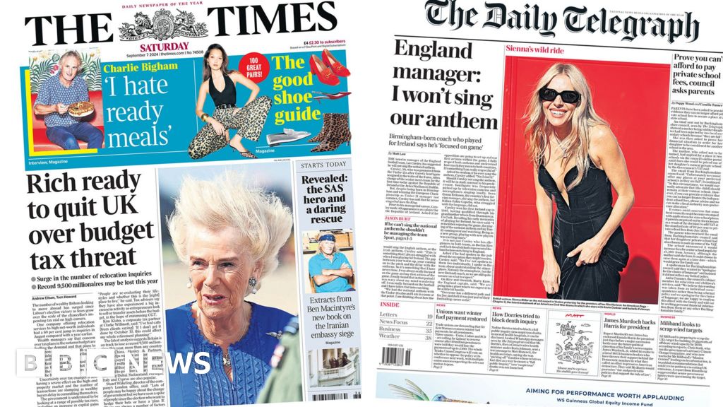 The Papers: Rich 'ready to quit UK' and England's Carsley 'won't sing anthem'