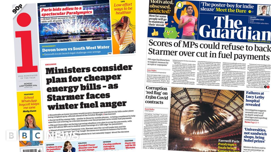 The Papers: 'Starmer faces winter fuel anger' as 'scores of MPs could rebel'