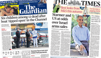 The Papers: Twelve dead in Channel and 'Starmer and US at odds'