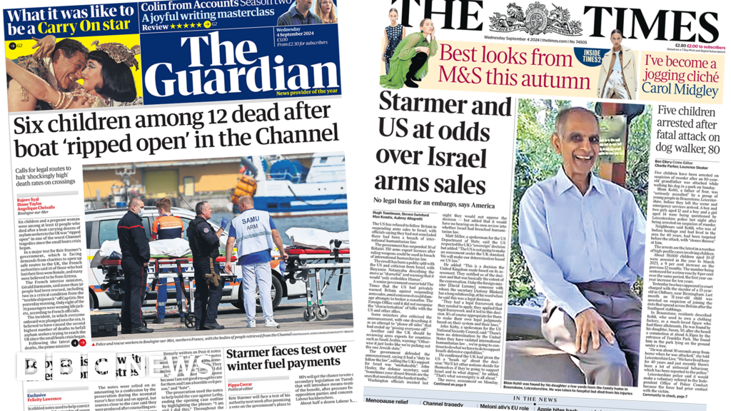 The Papers: Twelve dead in Channel and 'Starmer and US at odds'