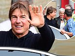 Tom Cruise enjoys a day out with his billionaire buddies as they touch down at Battersea in his chopper