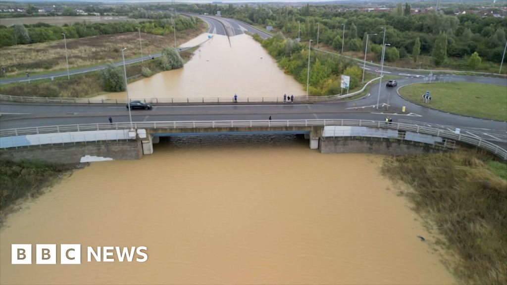 Watch: Major road submerged by flood water