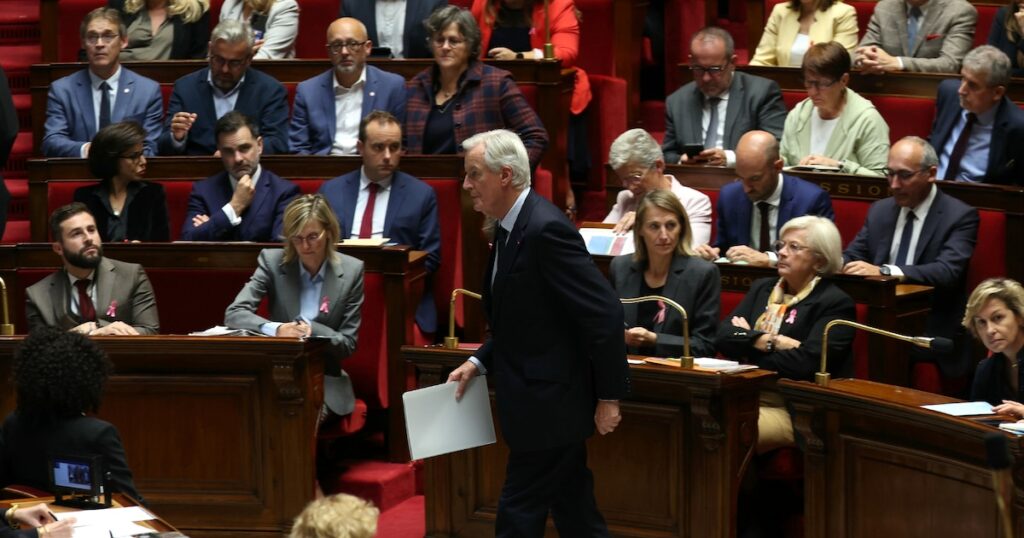 Michel Barnier peu avant son discours de politique générale à l'Assemblée nationale, le 1er octobre 2024