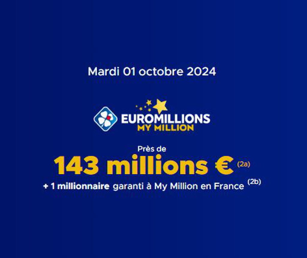 Résultat Euromilions (FDJ) : le tirage de ce mardi 1er octobre 2024, 143 millions d'euros en jeu