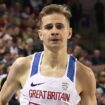 Great Britain's Robbie Fitzgibbon (left) during the Men's 1500m Final during day three of the European Indoor Athletics Championships at the Emirates Arena, Glasgow.