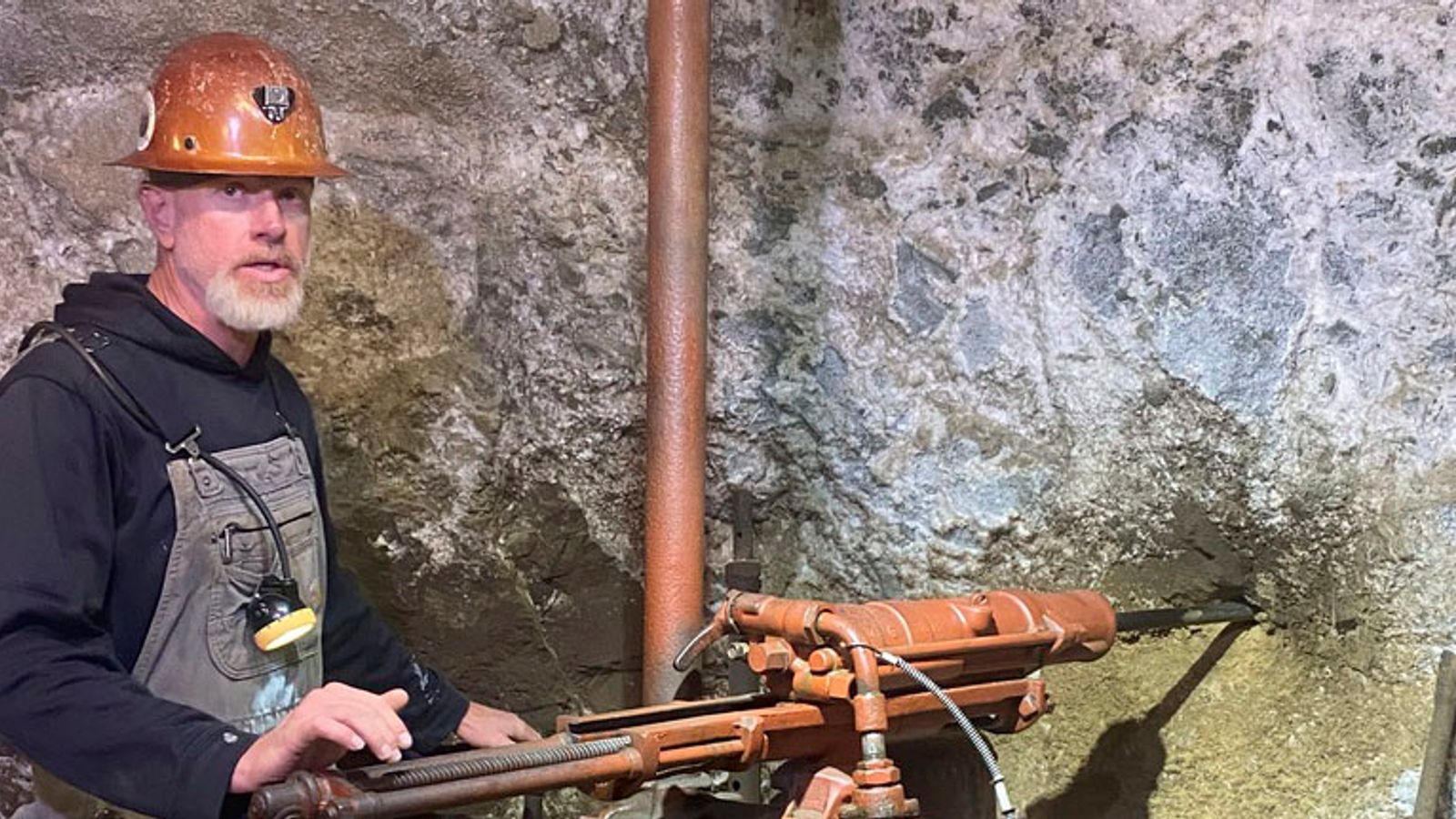 Patrick Weier working as a tour guide at the mine. Pic: AP