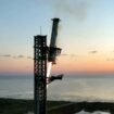 The booster rocket returned to the launch tower. Pic: SpaceX