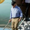 Joe Biden arrives to visit storm-damaged areas in the wake of Hurricanes Milton and Helene in Tampa, Florida. Pic: Reuters