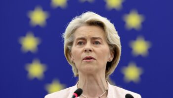 La présidente de la Commission européenne Ursula von der Leyen s'exprime devant le Parlement européen à Strasbourg le 18 juillet 2024