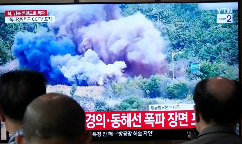 North Korea blows up parts of inter-Korean road and rail links in a symbolic display of anger