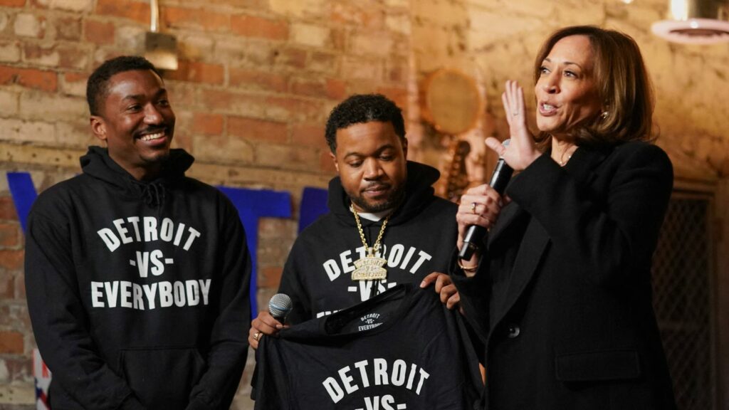 Kamala Harris campaigning in Detroit. Pic: Reuters