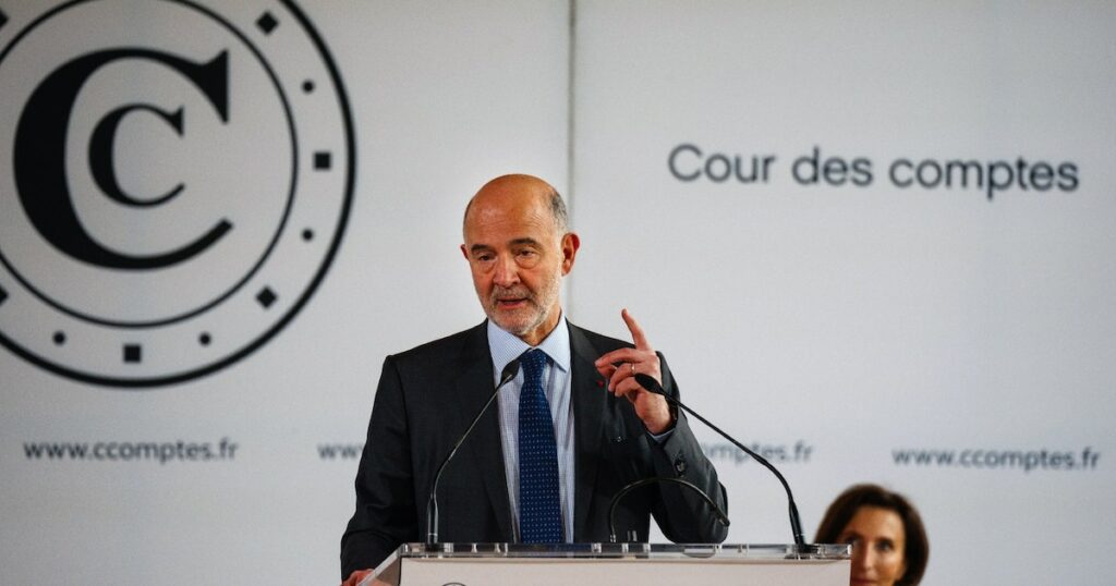 Le président de la Cour des comptes, Pierre Moscovici, lors de la présentation du rapport financier annuel, le 12 mars 2024 à Paris