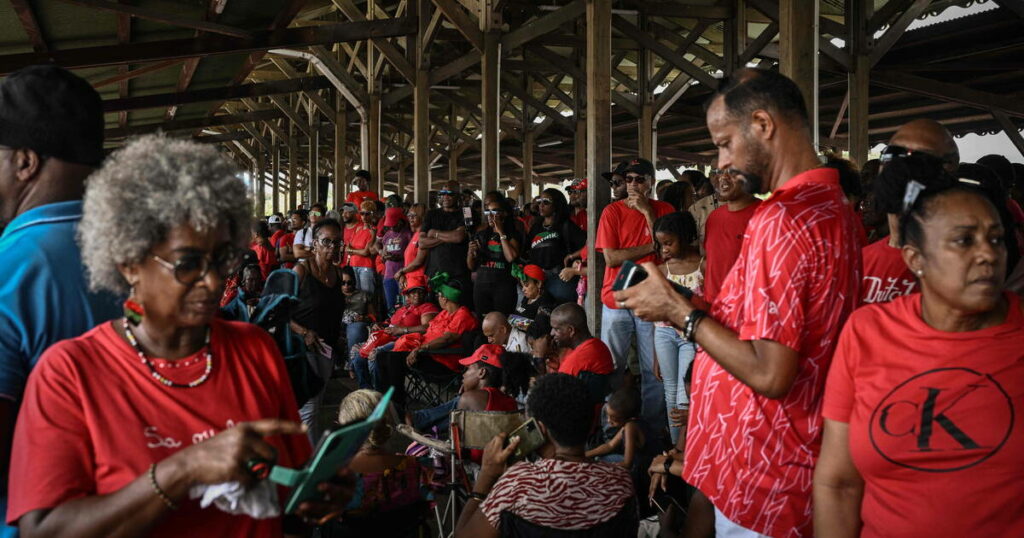 En Martinique, des milliers de manifestants vêtus de rouge poursuivent le mouvement contre la vie chère