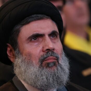 Hachem Safieddine, figure éminente du Hezbollah libanais, le 24 mai 2024 dans la banlieue sud de Beyrouth