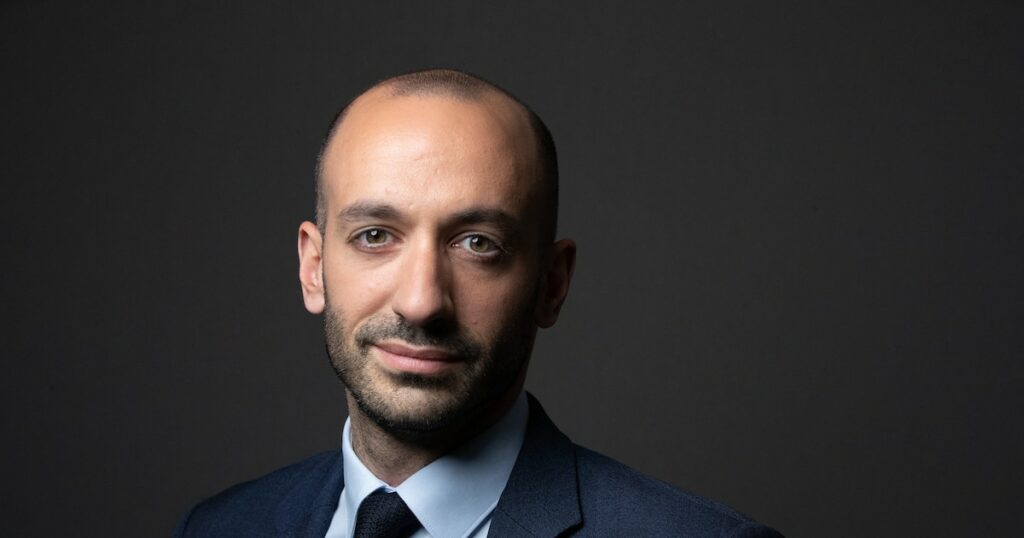 French centrist Renaissance party's candidate for June 2022 parliament elections, for the 14th constituency of the Paris department, Benjamin Haddad, poses in Paris, on May 10, 2022. (Photo by Jo�l SAGET / AFP)