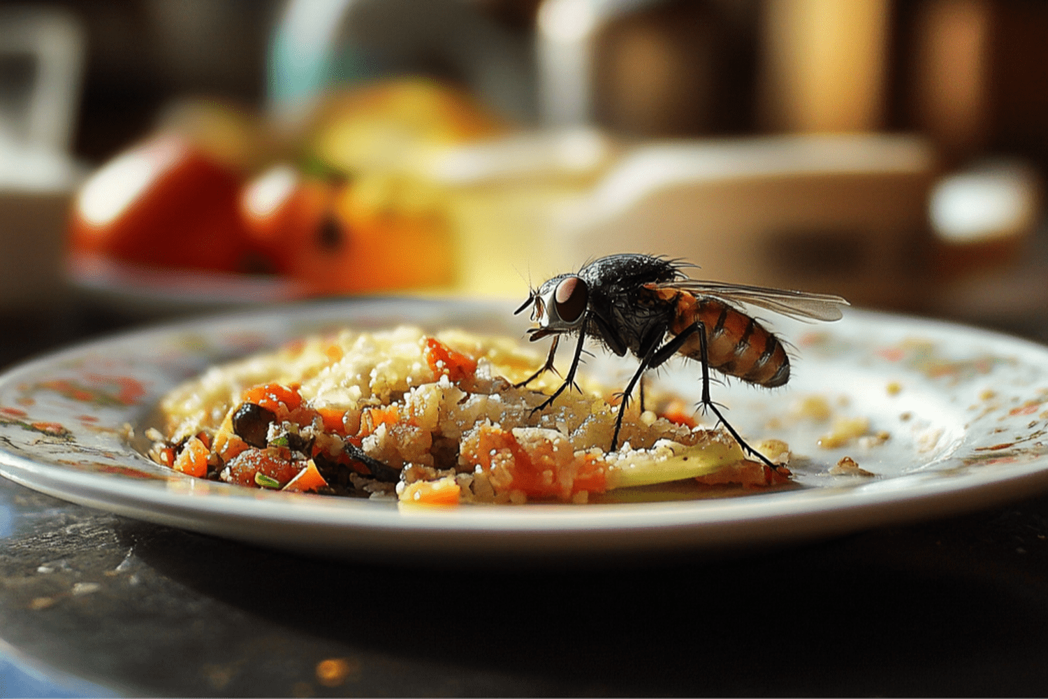 Attention : si une mouche se pose sur votre assiette, elle peut y vomir et faire des dégâts