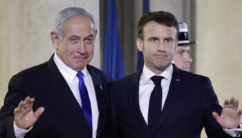 Le Premier ministre israélien Benyamin Netanyahou et Emmanuel Macron au Palais de l'Elysée le 2 février 2023.