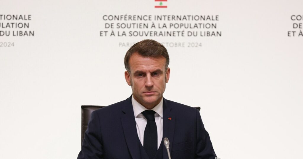 Emmanuel Macron lors de la conférence internationale sur le Liban, à Paris, le 24 octobre 2024