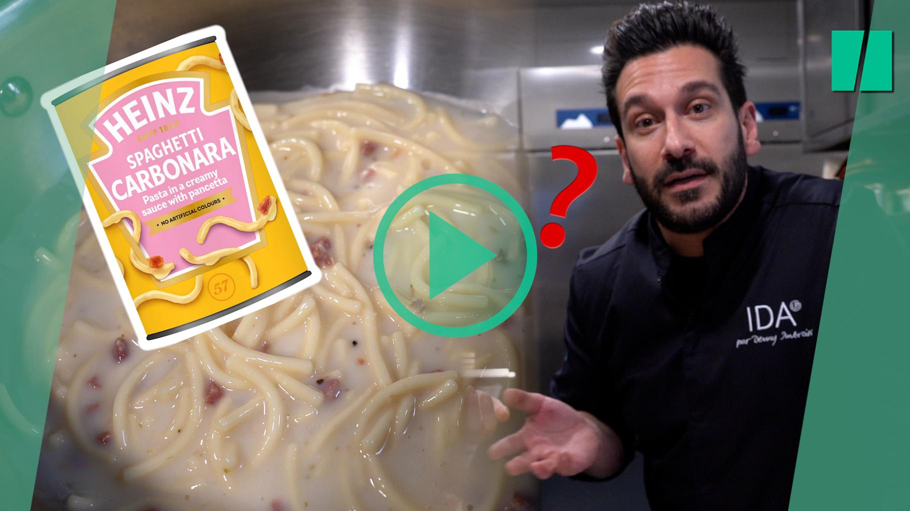 On a forcé Denny Imbroisi à goûter les carbonara en boîte de Heinz, il nous a donné sa recette en échange