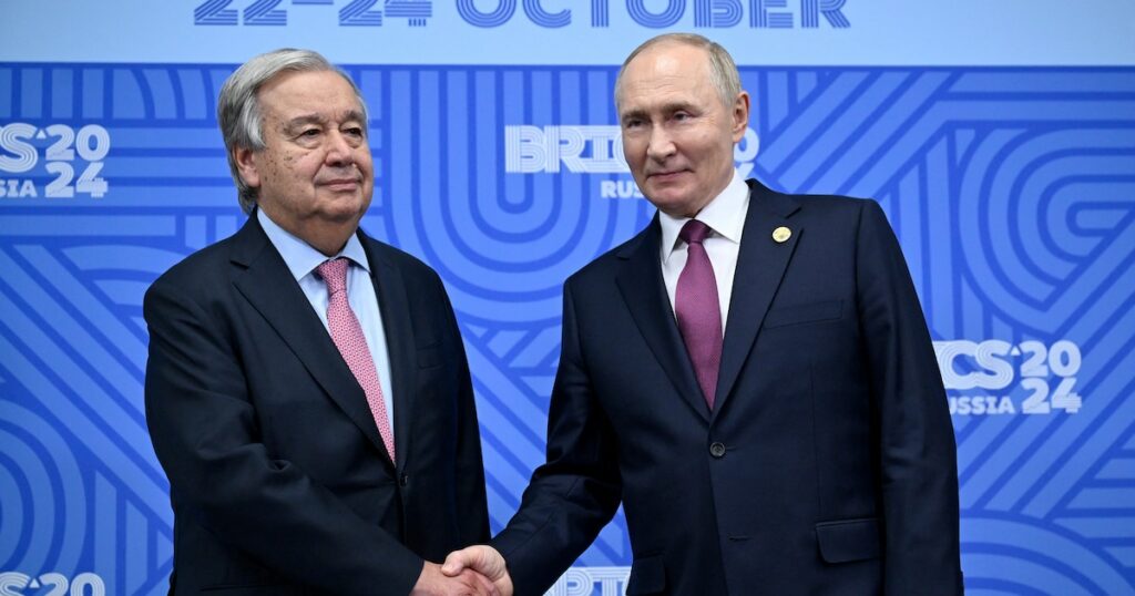 Poutine Guterres à Kazan le 24 octobre 2024