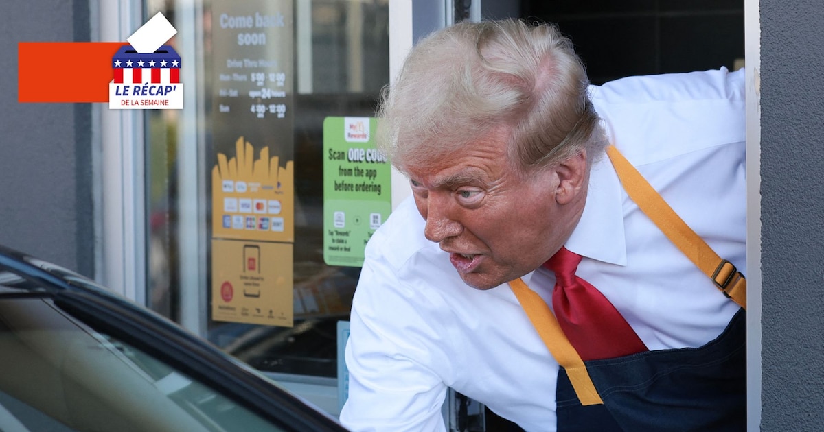 Le candidat républicain à l'élection présidentielle, l'ancien président des États-Unis Donald Trump, fait la queue au drive-in lors d'une séance de photos de campagne alors qu'il visite un restaurant McDonald's le 20 octobre 2024 à Feasterville-Trevose, en Pennsylvanie.