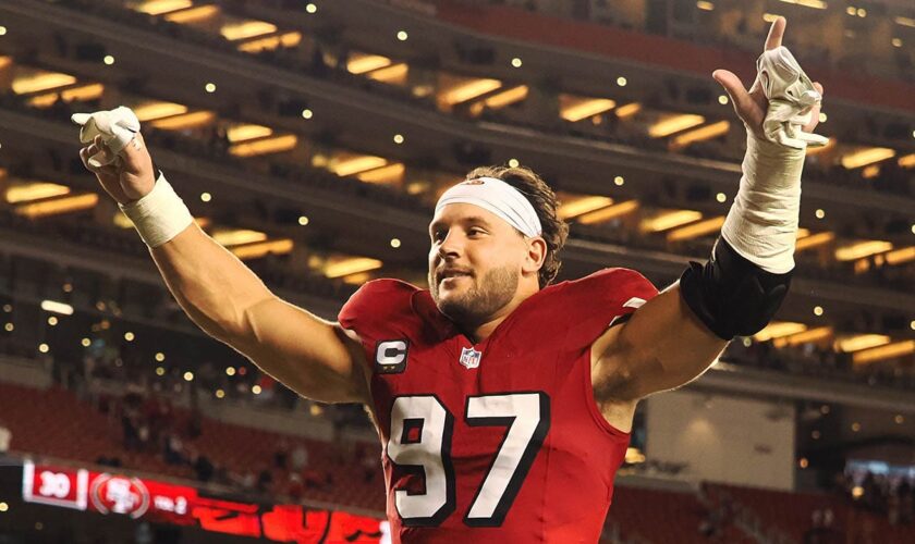 49ers' Nick Bosa crashes Brock Purdy's interview wearing Make America Great Again hat