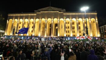 Manifestation pro-européenne devant le Parlement géorgien à Tbilissi, le 28 octobre 2024