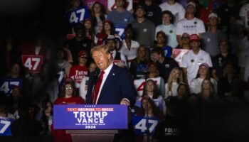 Donald Trump à un meeting sur le campus de l'Institut de technologie de Géorgie, à Atlanta, le 28 octobre 2024