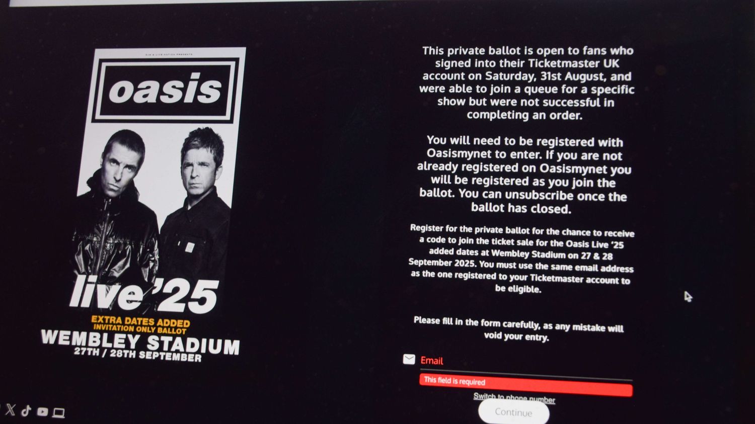 Des billets pour les concerts d'Oasis achetés sur des sites de revente non officiels vont être annulés