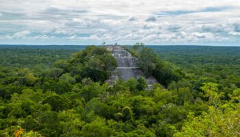 Calakmul pyramids among the trees in Campeche, Mexico stock photo. Pic: iStock