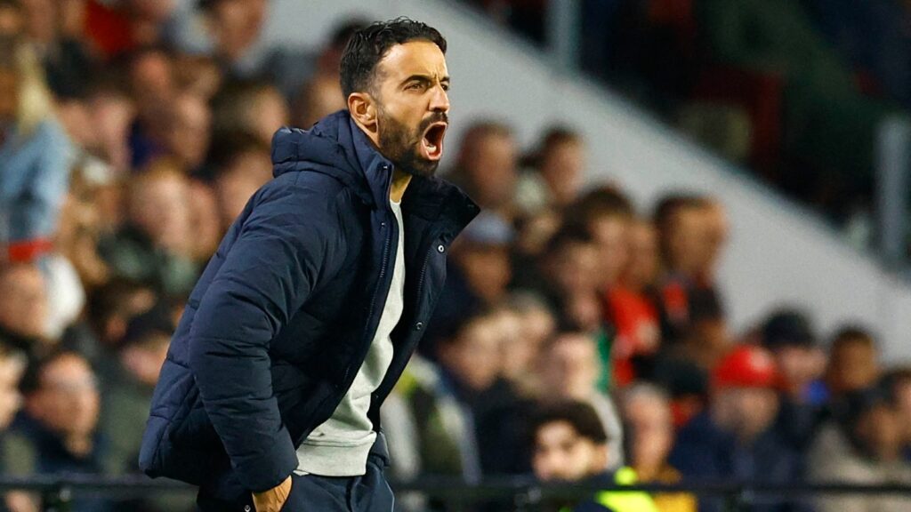 Ruben Amorim managing Sporting during their Champions League match against PSV Eindhoven. Pic: Reuters