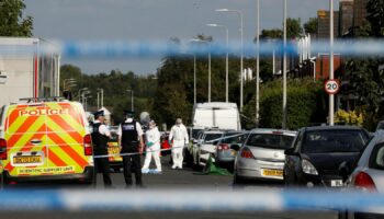 Police at the scene after the stabbings in Southport. Pic: Reuters